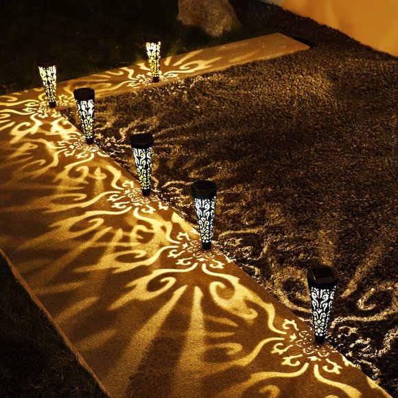 New Black 6Pcs Garden Decor Solar Outdoor Lights - Picture 2 of 5